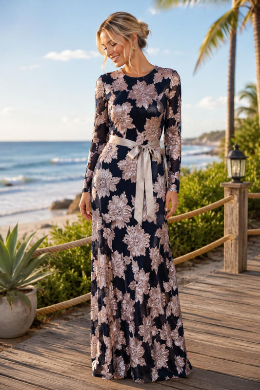 Camellia Floral Embroidered Gown
